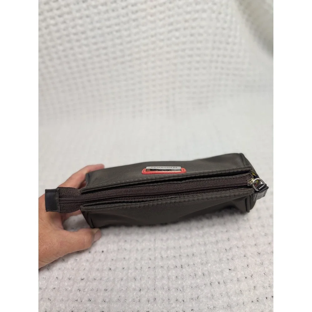 Laura Mercier  Nylon Makeup Bag Red Logo Geometric Lining Cosmetic Pouch
